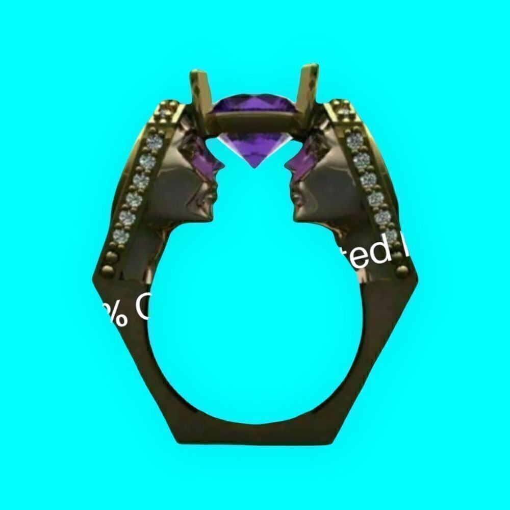 MEN'S/Non-Binary/Unisex Amethyst, Diamonds Ring Sz 7,8,10,10 Pharoah Ring
